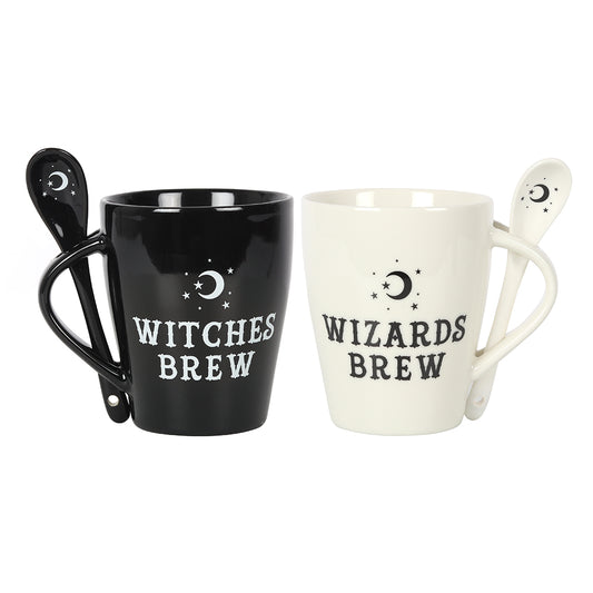 Witch and Wizard Couples Mug and Spoon Set