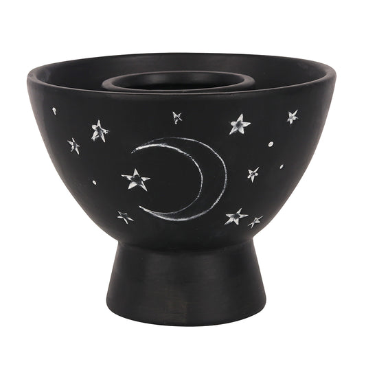 Black Moon and Stars Terracotta Smudge Bowl